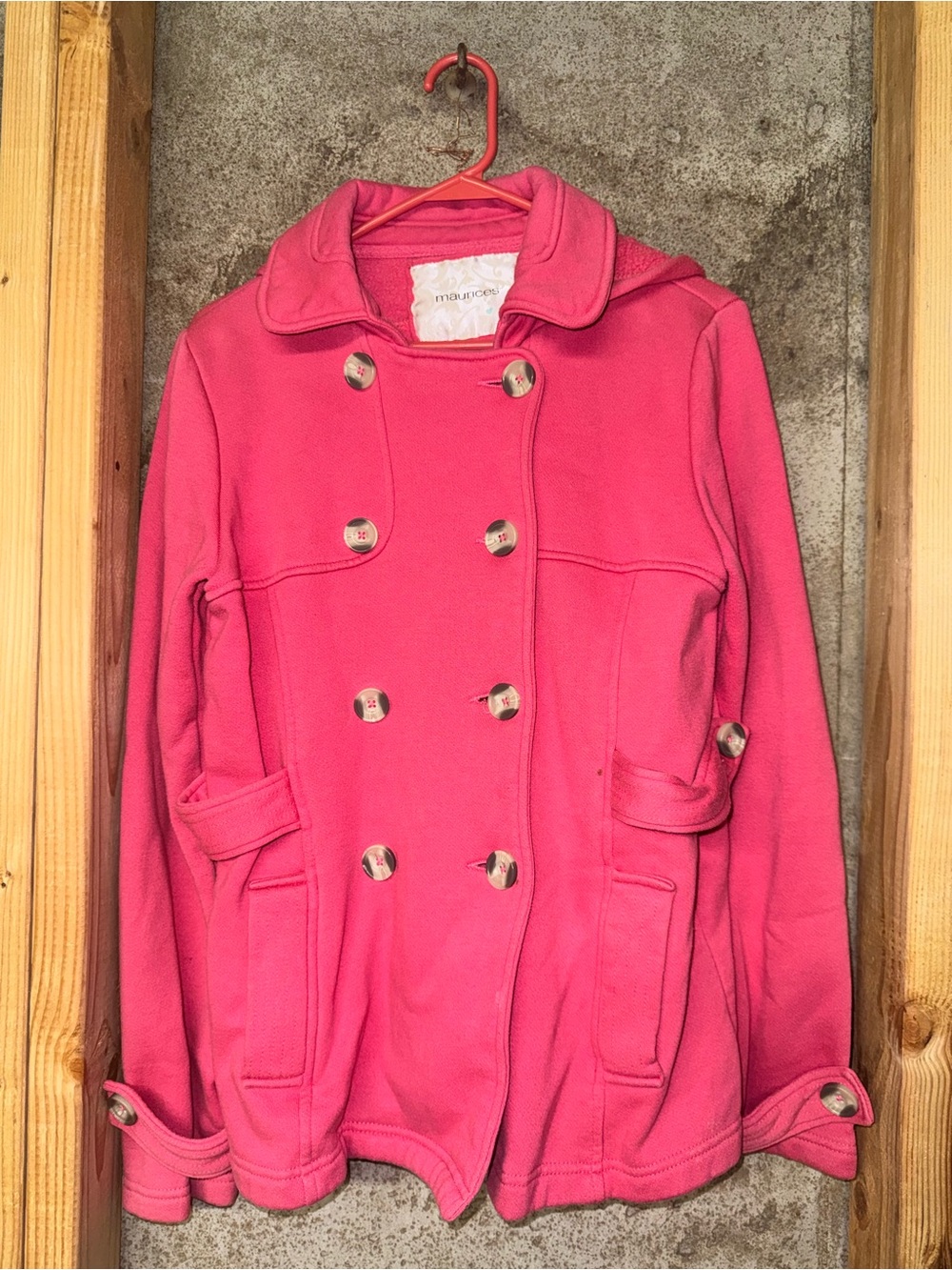 Maurices Bright Pink Double-Breasted Peacoat